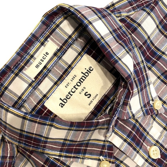 Abercrombie Kids Shirt Boy's Plaid Muscle Long Sleeve Button Cotton Small‎ - Picture 2 of 13